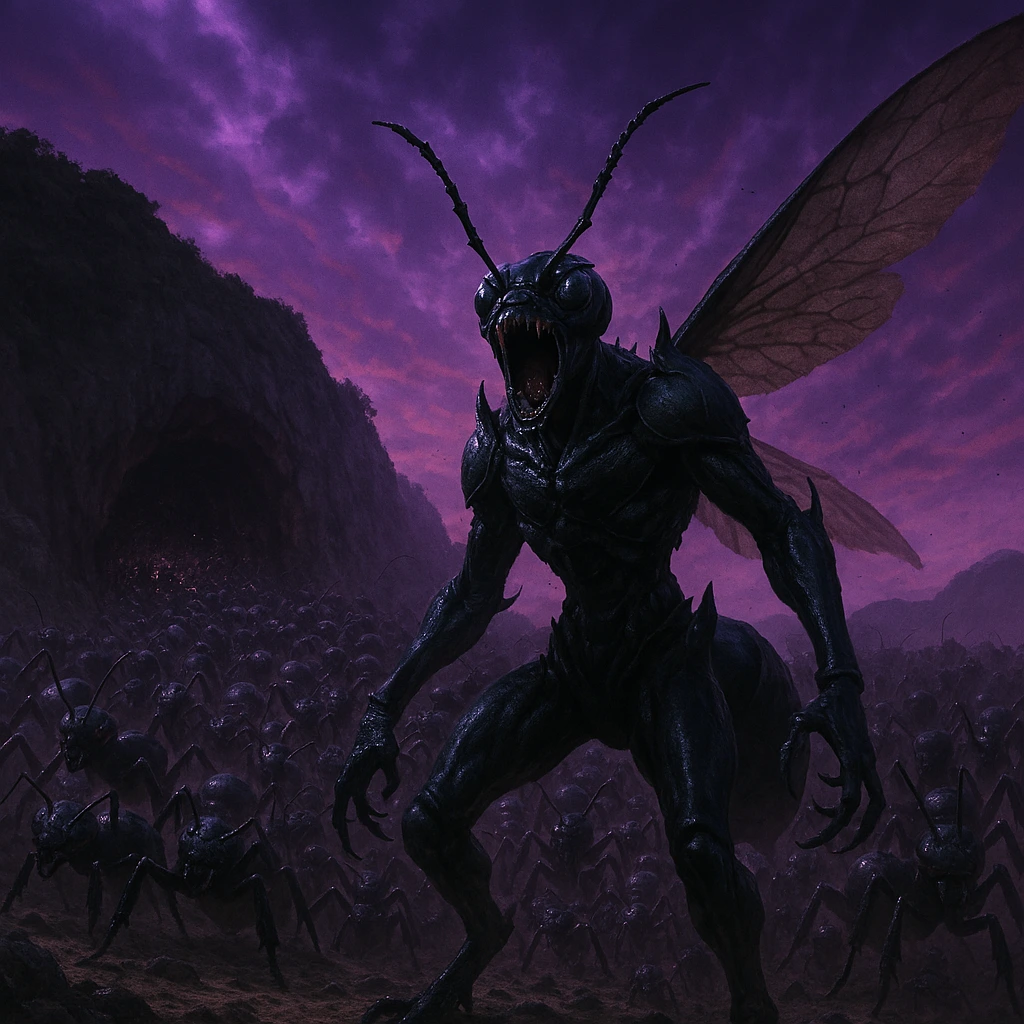 Giant ants swarming during the Jeju Island raid, a catastrophic failure in the Ecology of Chaos.