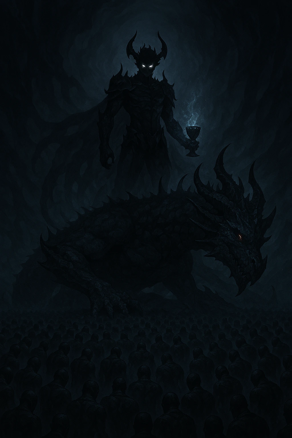 Shadow Monarch defeating Antares in the void using the Cup of Reincarnation power.