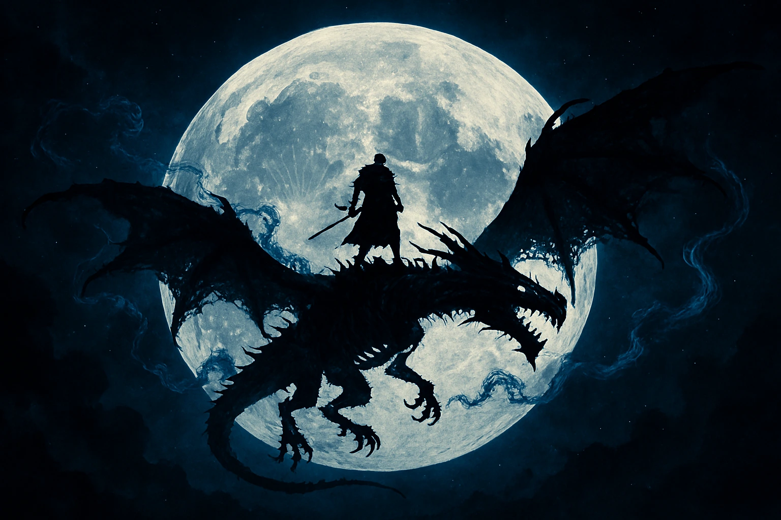 The Shadow Monarch riding Kaisel the wyvern after escaping the 100-Floor Prison.