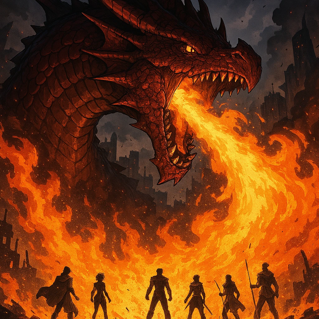 The terrifying dragon Kamish facing off against the future National Level Hunters.