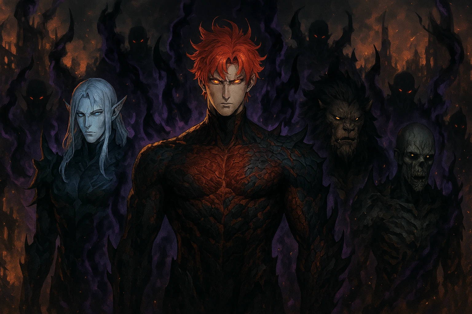 The Nine Monarchs of the Primordial War led by Antares the Dragon King.