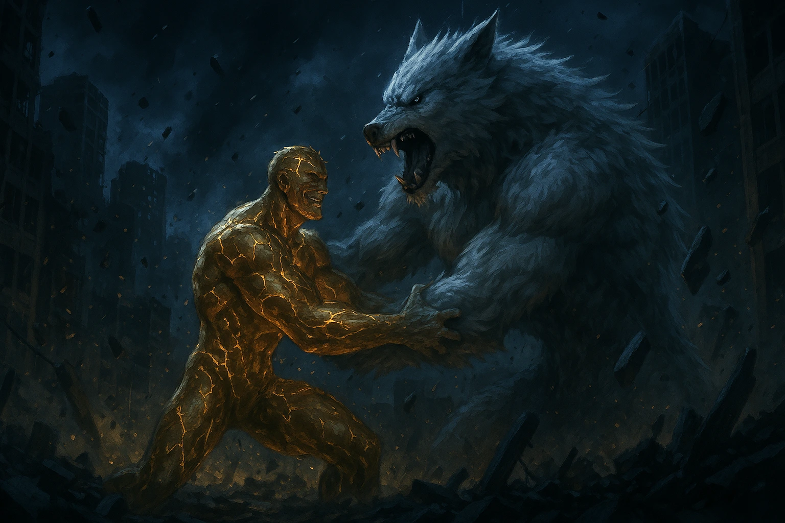 Thomas Andre in his broken National Level spiritual body fighting the Beast Monarch.