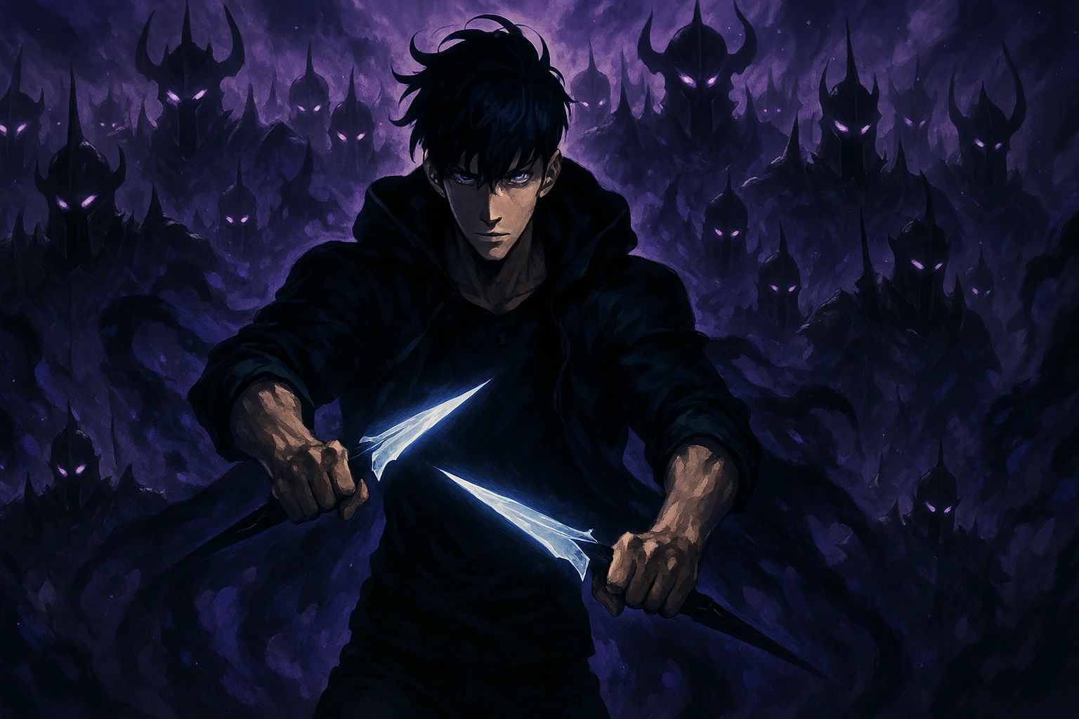 Epic representation of the Sung Jin-woo skill tree showing his Assassin and Mage hybrid powers.
