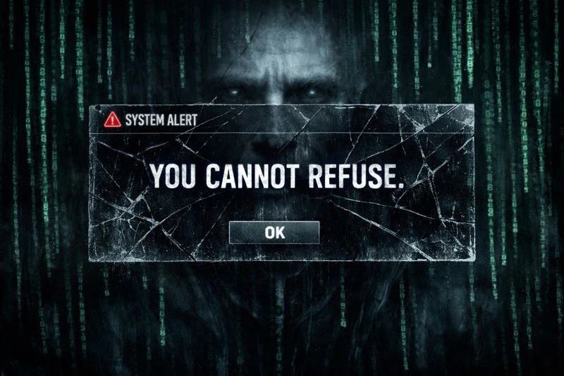 The System showing an ominous warning message.