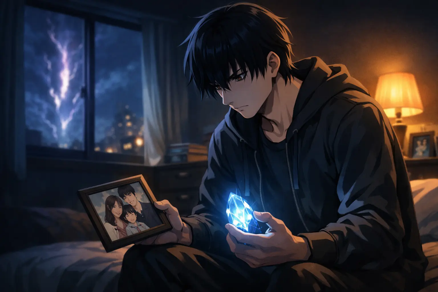 Sung Su-ho looking at a family photo missing his mother, driving his motivation