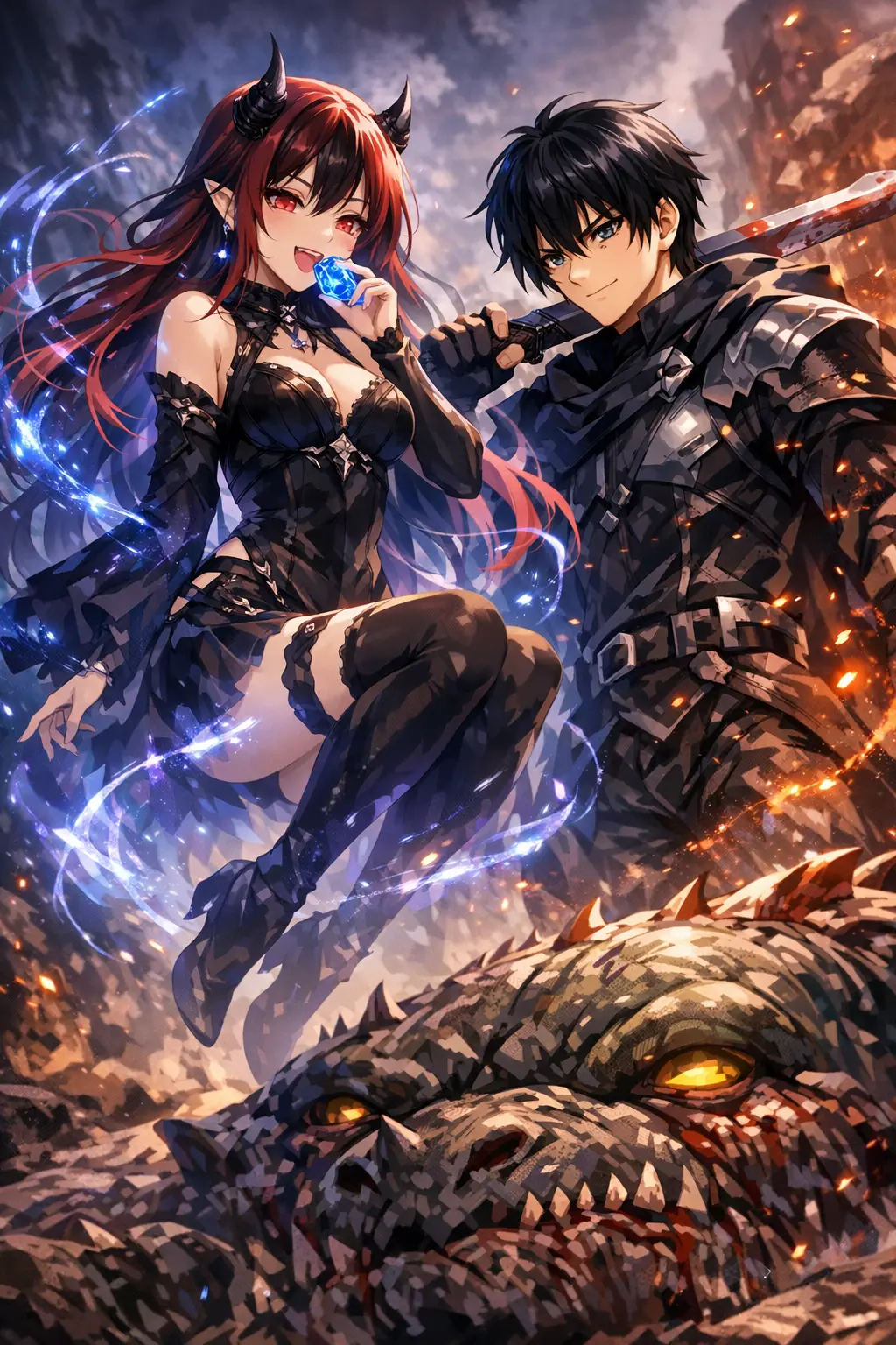 The demon noble Esil Radiru fighting alongside Sung Su-ho.