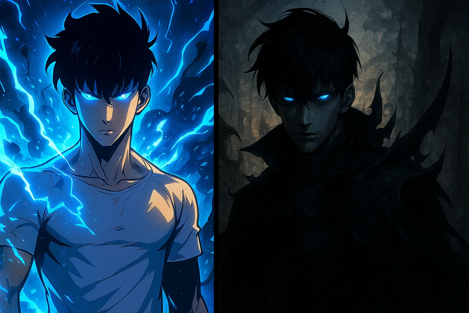 Epic comparison of Sung Jin-woo from the novel versus the Solo Leveling Manhwa.
