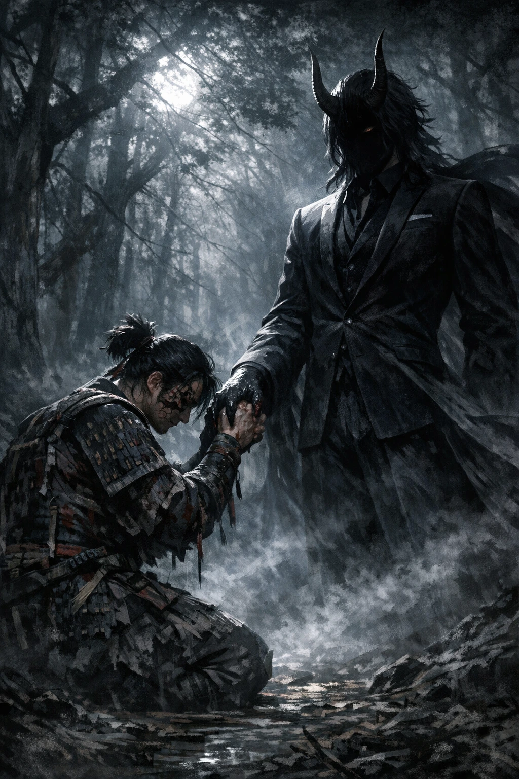 The tragic pact that turned the marked samurai into the immortal demon Kokushibo.