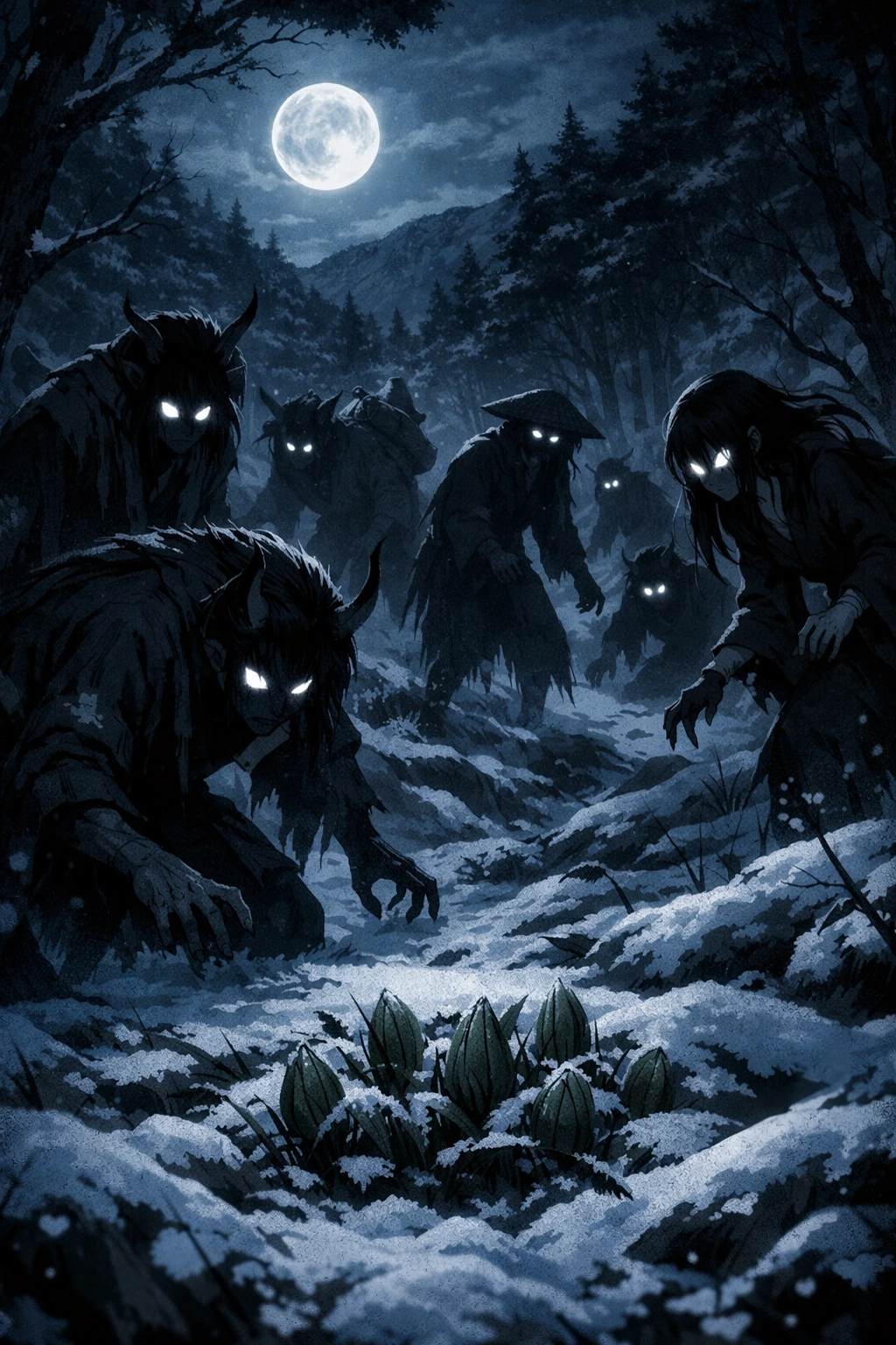 Demons searching for the Blue Spider Lily in the dark night.