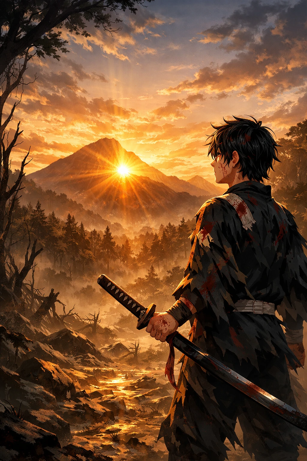 Surviving the seven days of the Demon Slayer Final Selection at dawn.