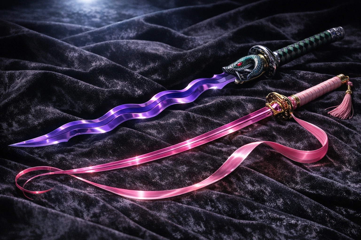 Unique and mutated Nichirin Blades including a flexible whip sword and a wavy flamberge.