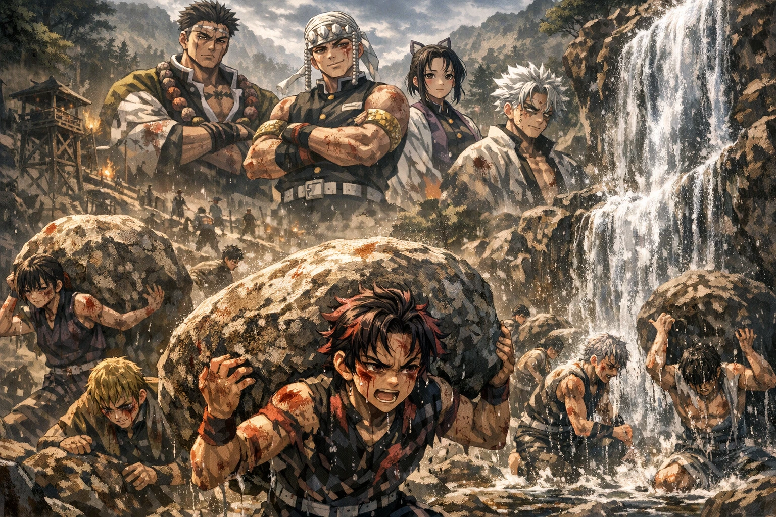 Demon Slayer Hashira forcing the corps to break their biological limits at the intense training camp.