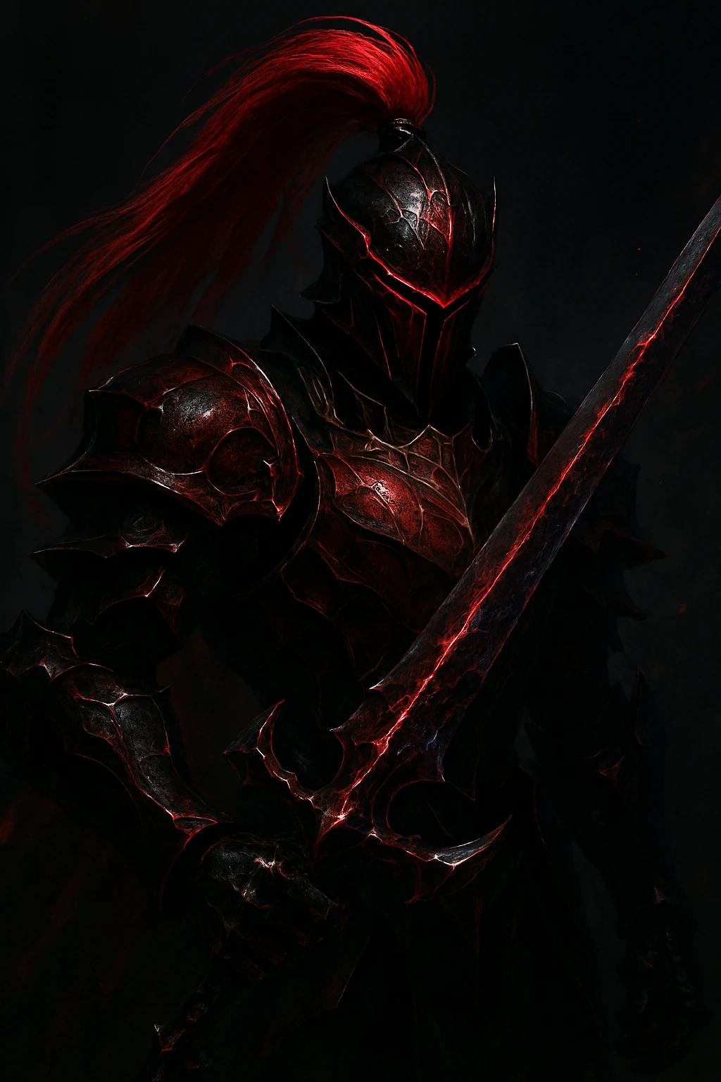 Igris, the Blood-Red Knight, poised with his sword, one of the top strongest shadows ranked.