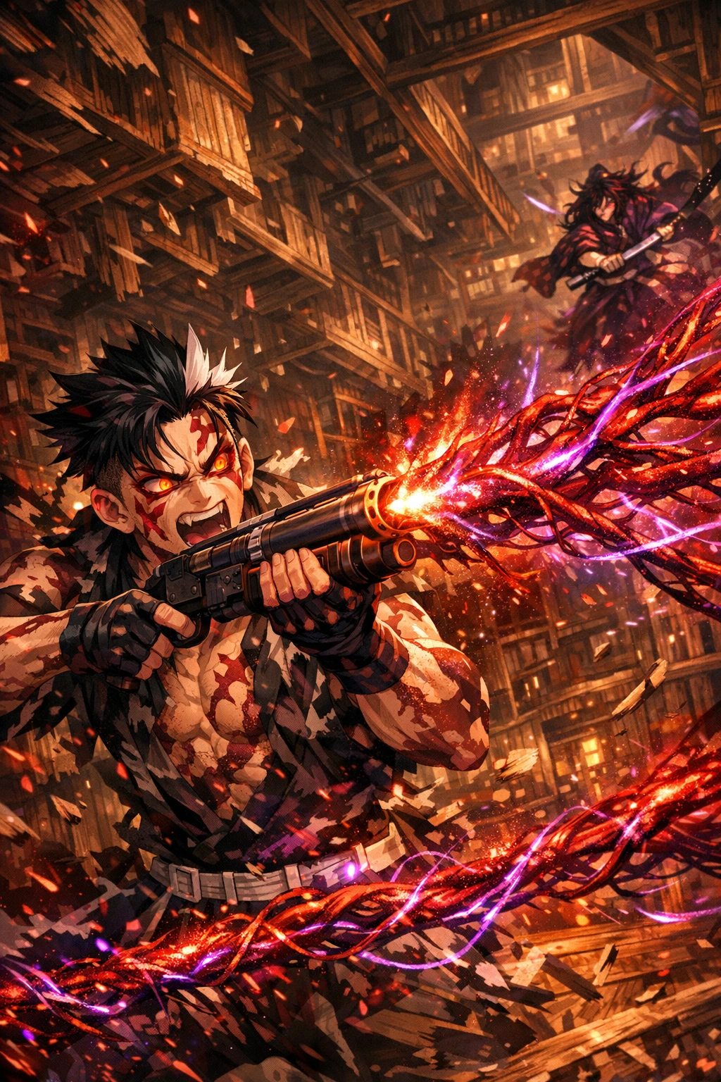 Genya unlocking his Blood Demon Art during his peak human-demon cannibalism state.