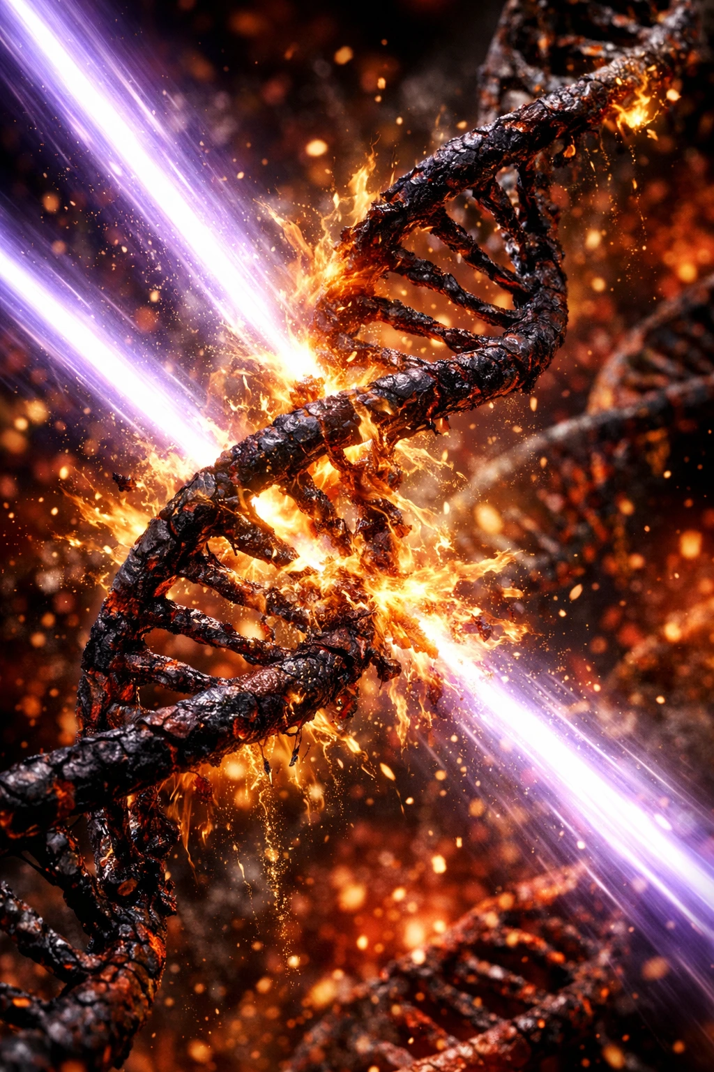 Ultraviolet radiation destroying the hyper-regenerative DNA bonds of Muzan Kibutsuji Demonic Biology.