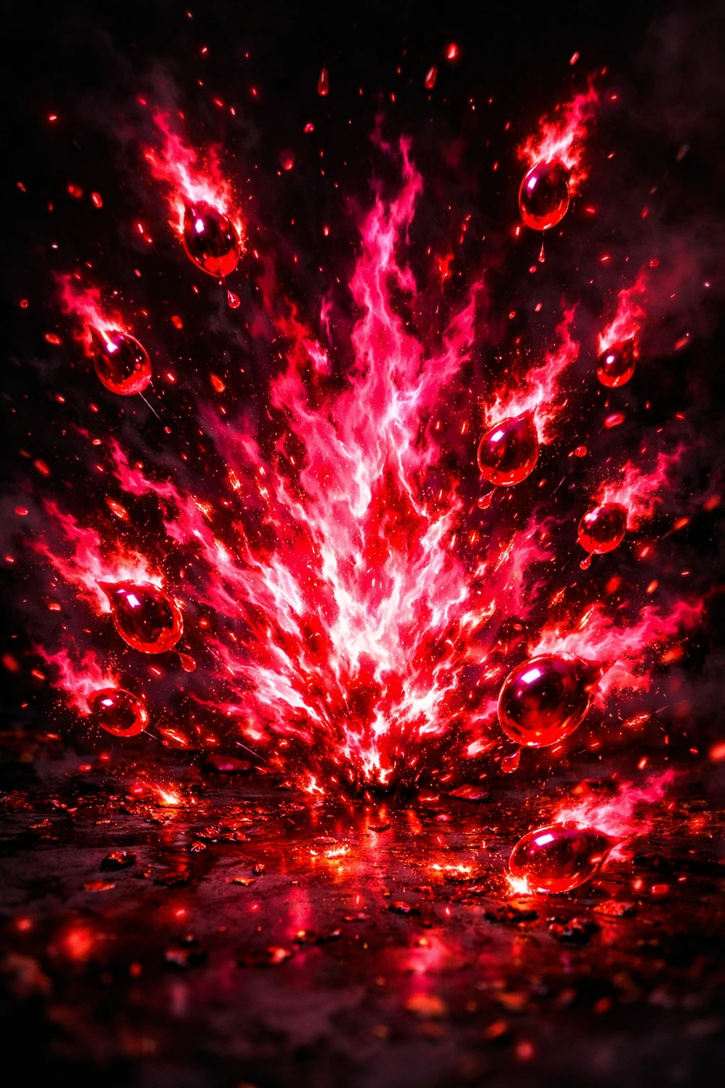 Exothermic reaction of Nezuko's pyrokinesis in Demon Slayer Blood Demon Arts.