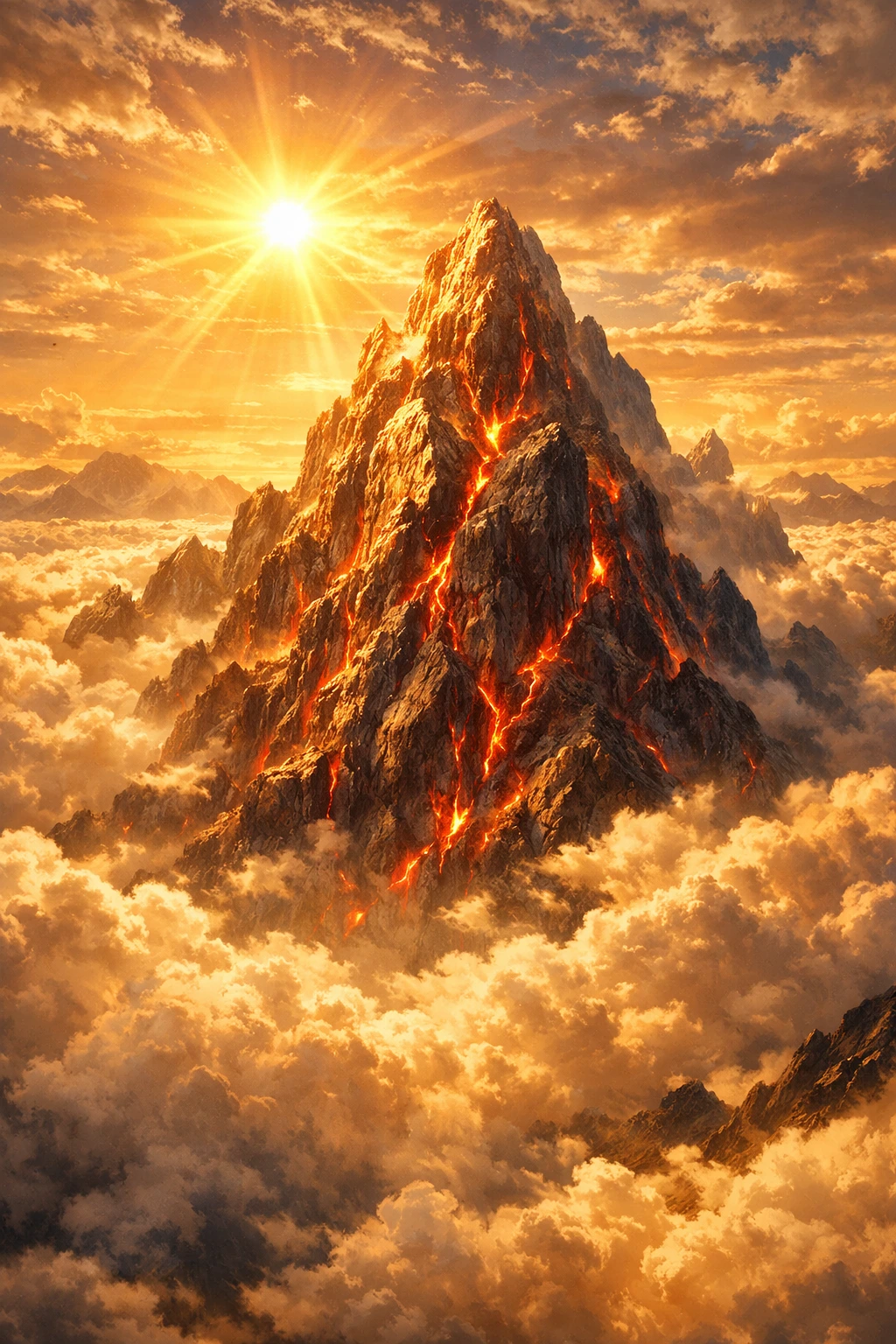 Yoko Mountain bathing in perpetual sunlight, the legendary source of ore for Nichirin Blades.