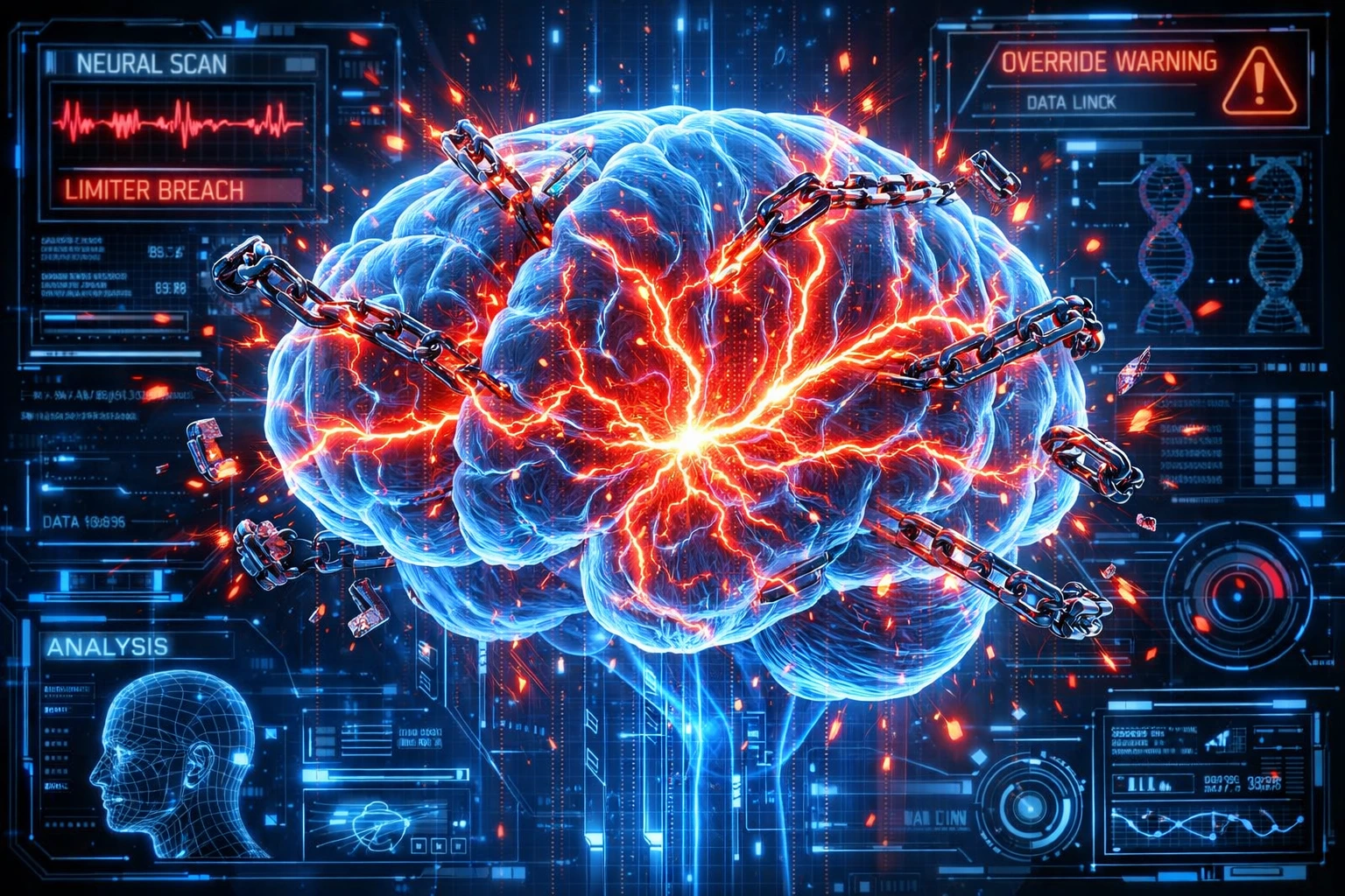 Neural limiters breaking in the brain due to Trigger My Hero Academia.