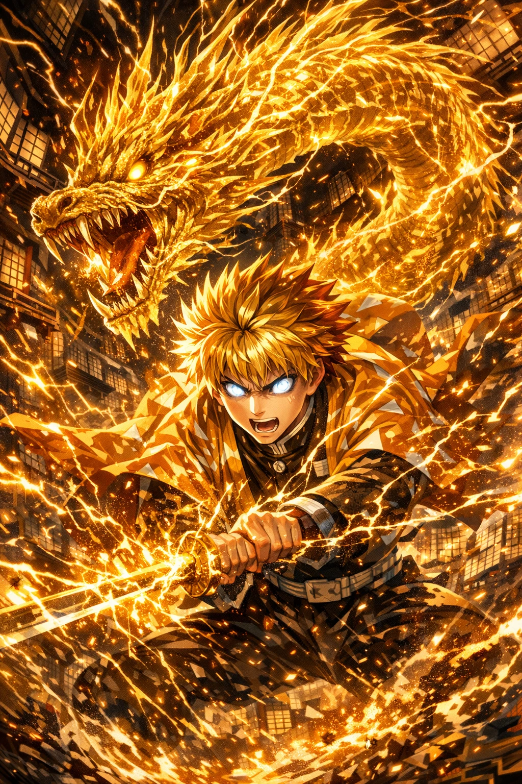 The final evolution of the Zenitsu Neurological Anomaly: Flaming Thunder God.