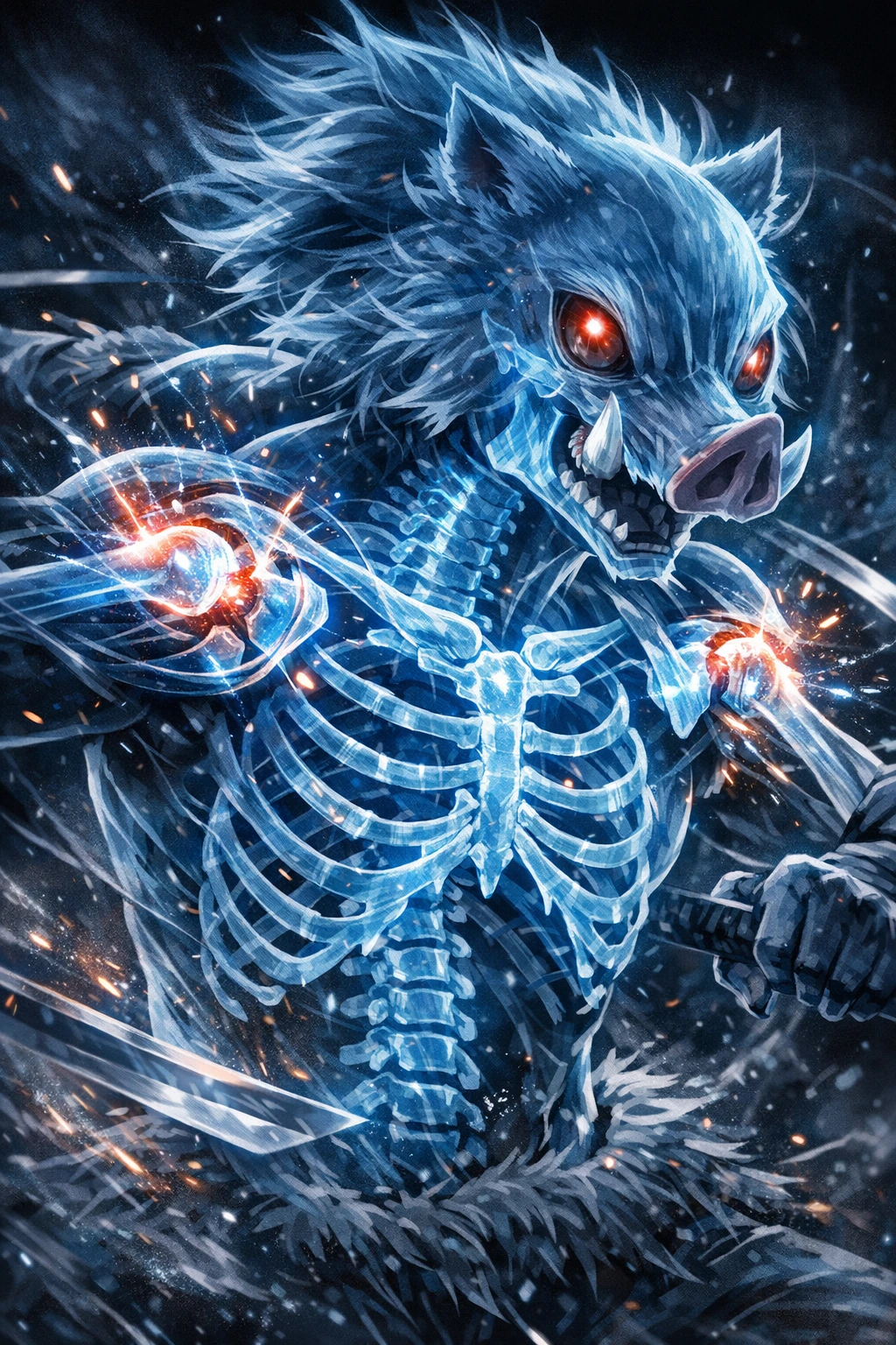 Anatomy of Inosuke Hashibira Beast Breathing showing voluntary joint dislocation and hyper-elastic fascia.