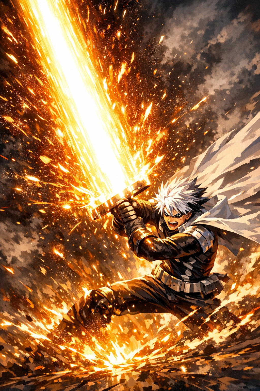 Wielding hardened light beams with New Order My Hero Academia.