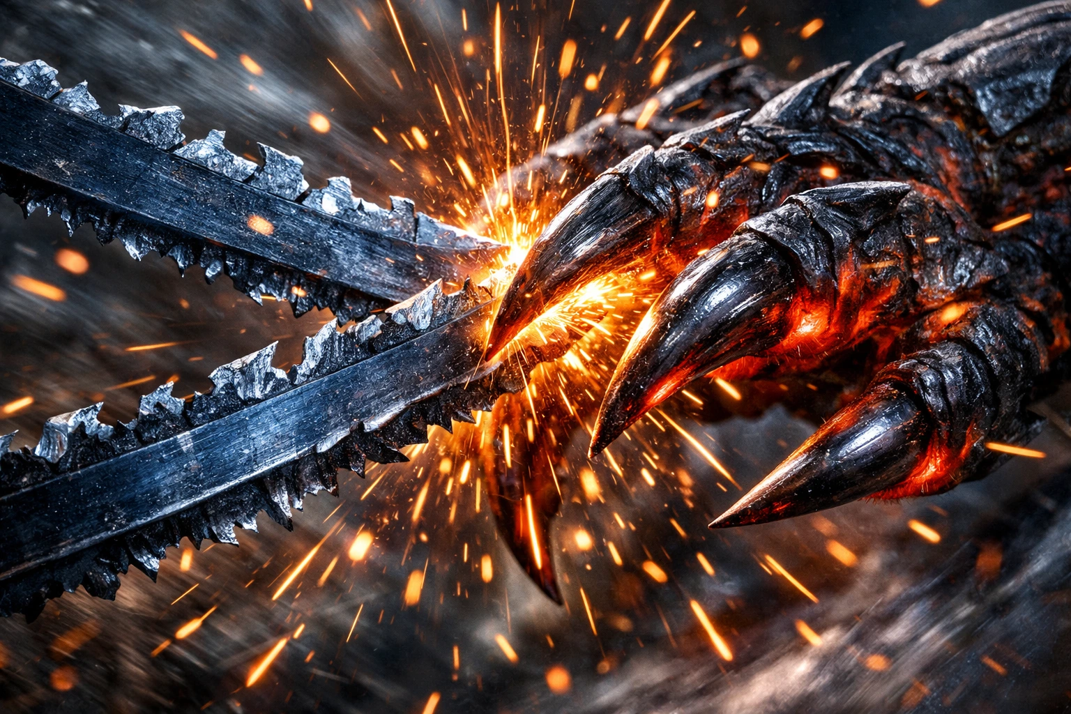 The dual-wielding serrated katanas used in Inosuke Hashibira Beast Breathing for ripping demon flesh.