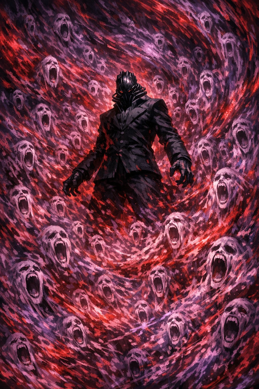 All For One dominating the screaming souls in his dark Vestige Realm.