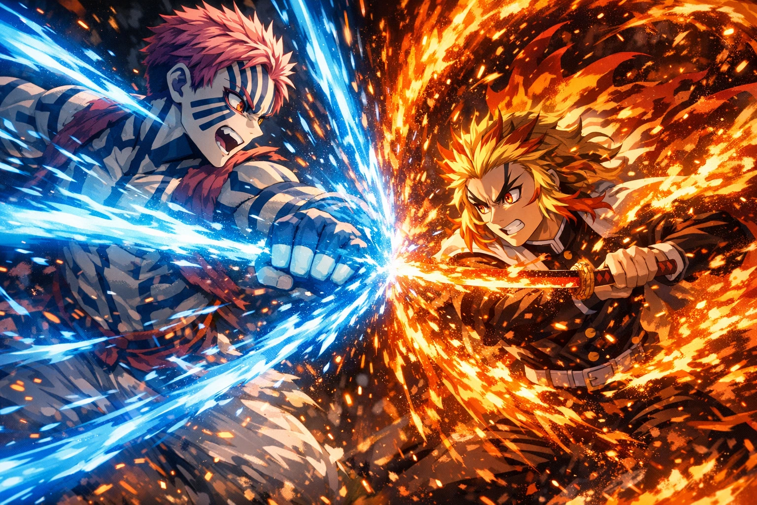 The tragic and calculated battle of Akaza Upper Moon 3 against the Flame Hashira.