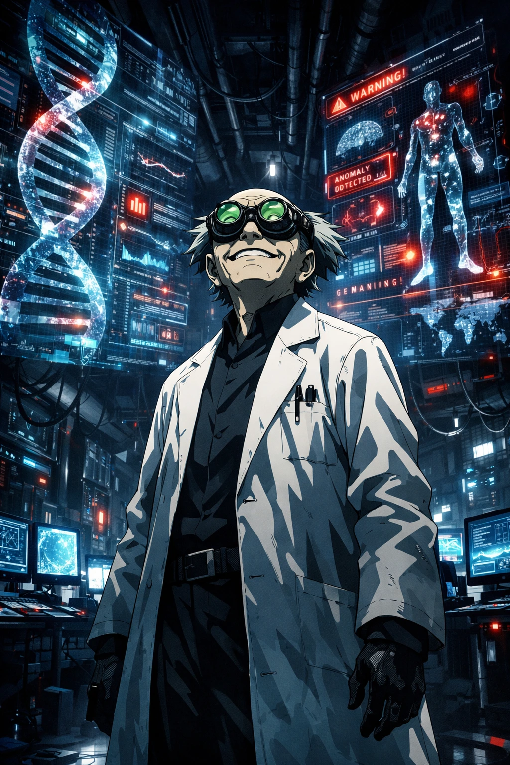 Dr. Garaki researching the Quirk Singularity Doomsday Theory.