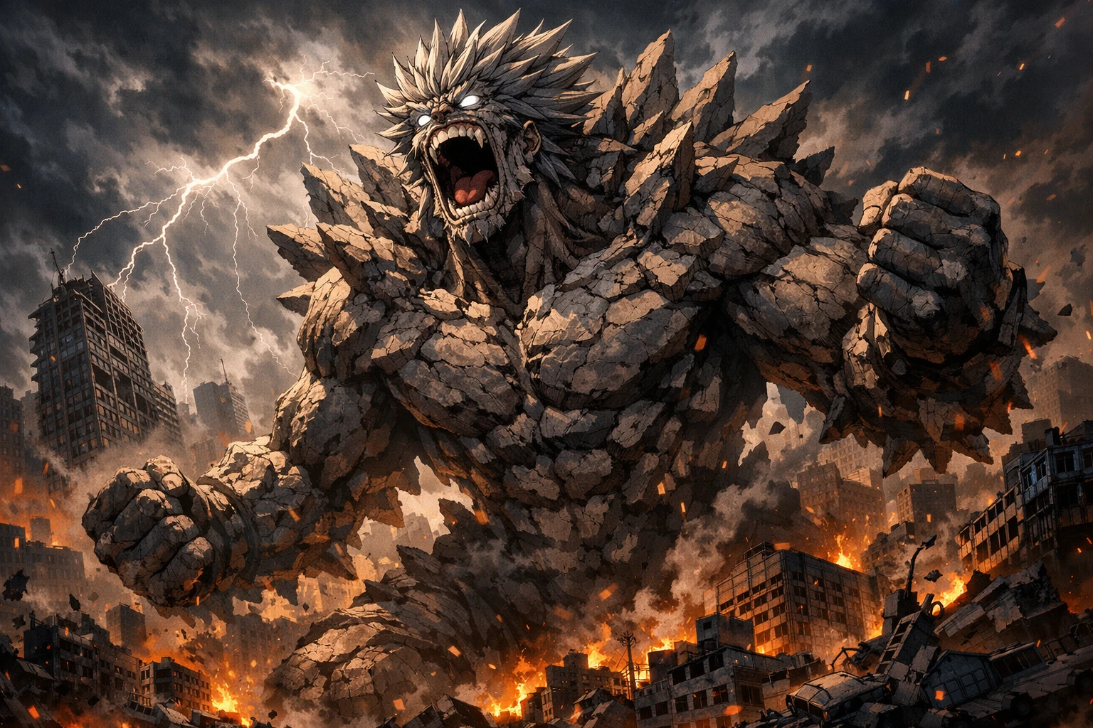 Terrifying form of Gigantomachia My Hero Academia destroying a city