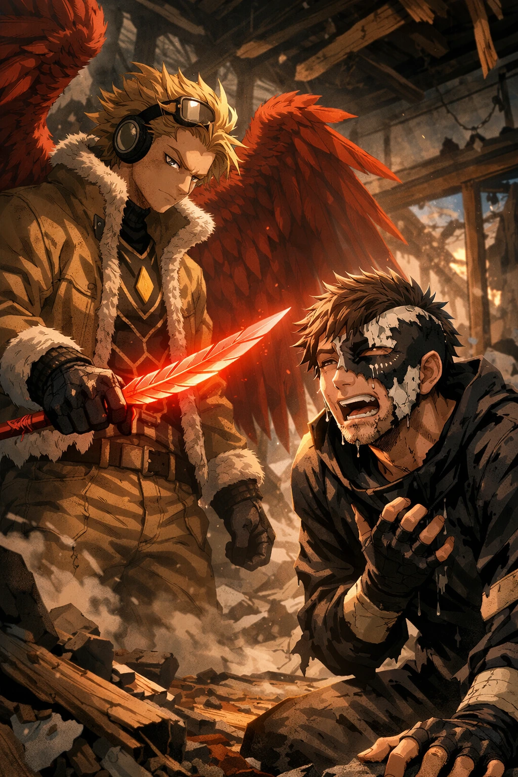 Hawks betraying Jin Bubaigawara before the ultimate Sad Man's Parade My Hero Academia.
