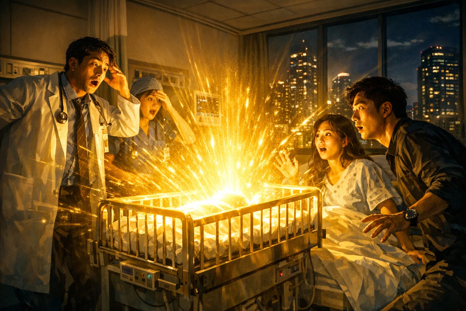 The glowing anomaly in Qingqing City marking the birth of the Luminous Baby My Hero Academia.