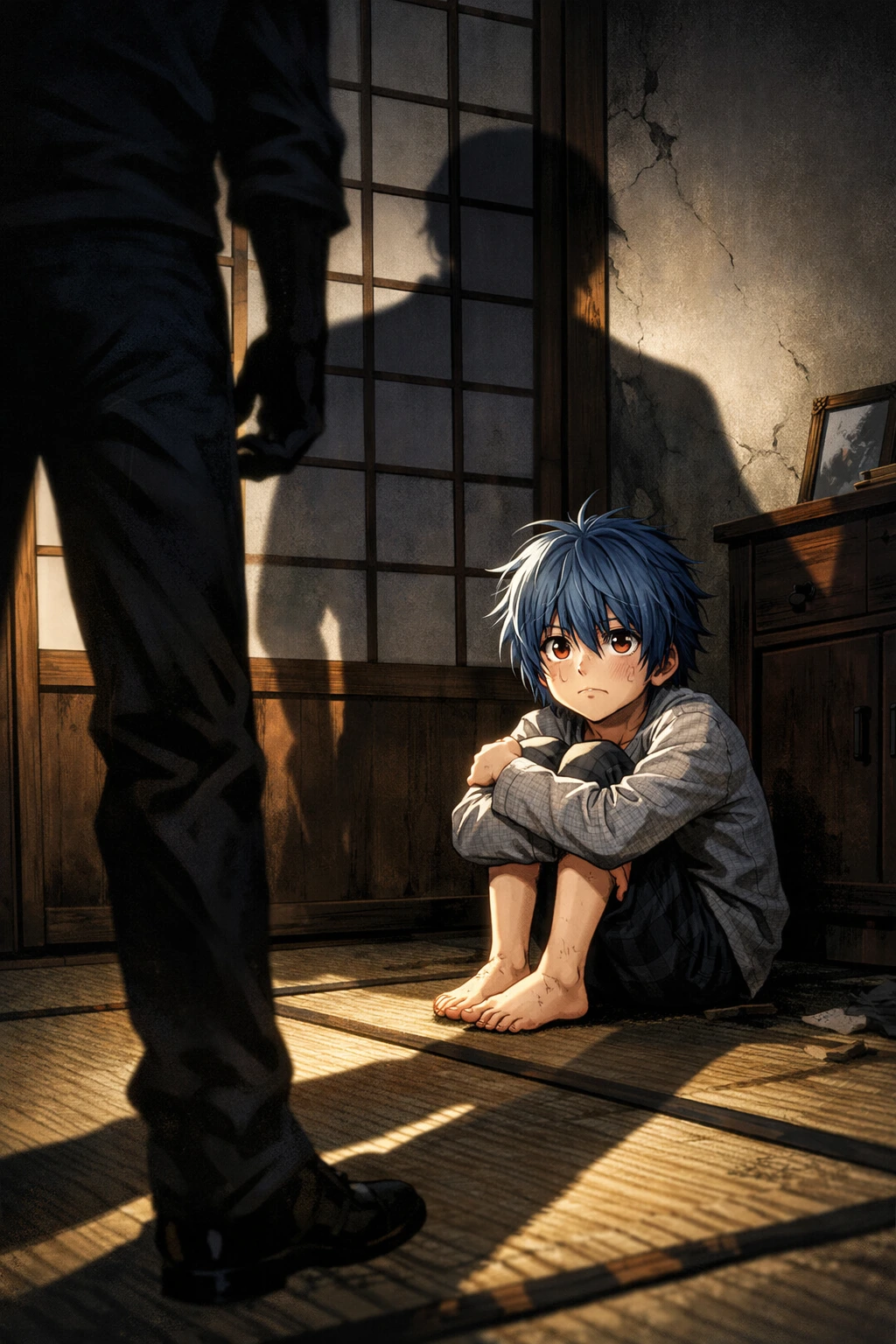 The oppressive childhood of Tenko Shimura with a dark father figure.