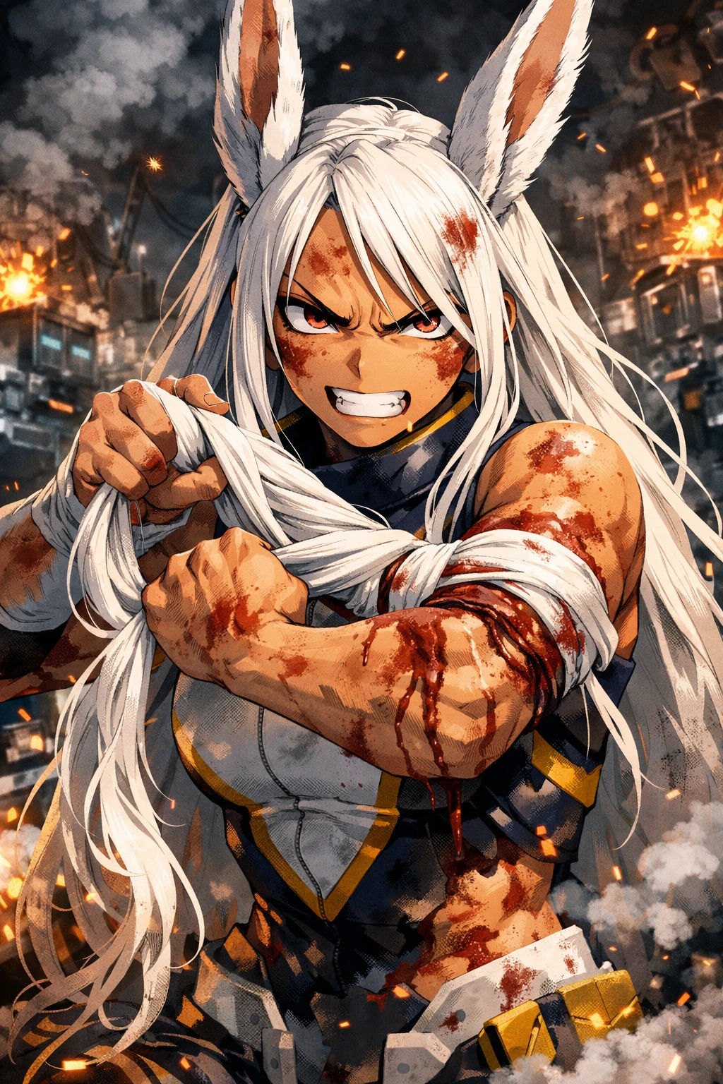 The extreme pain tolerance and willpower of Mirko My Hero Academia.