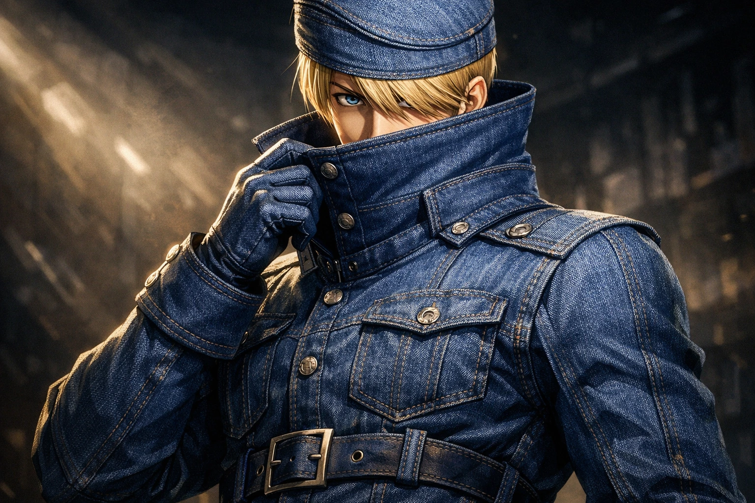 Best Jeanist standing elegantly in his impenetrable denim hero costume.