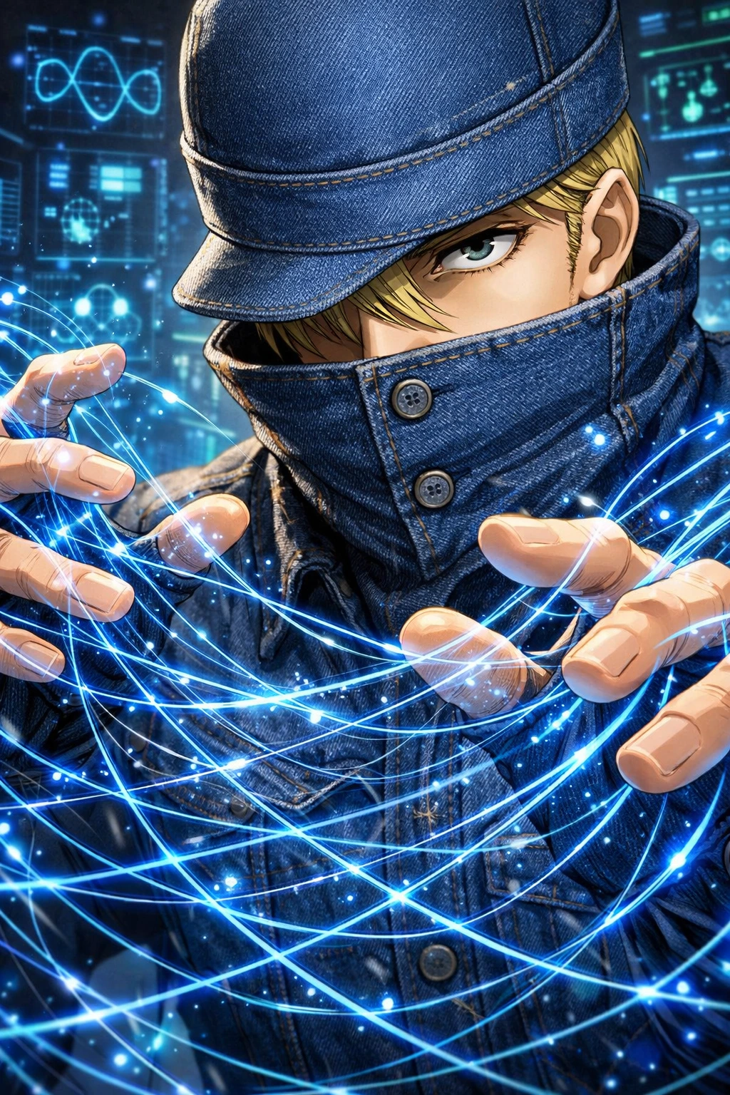 Best Jeanist using his Fiber Master Quirk on microscopic glowing threads.