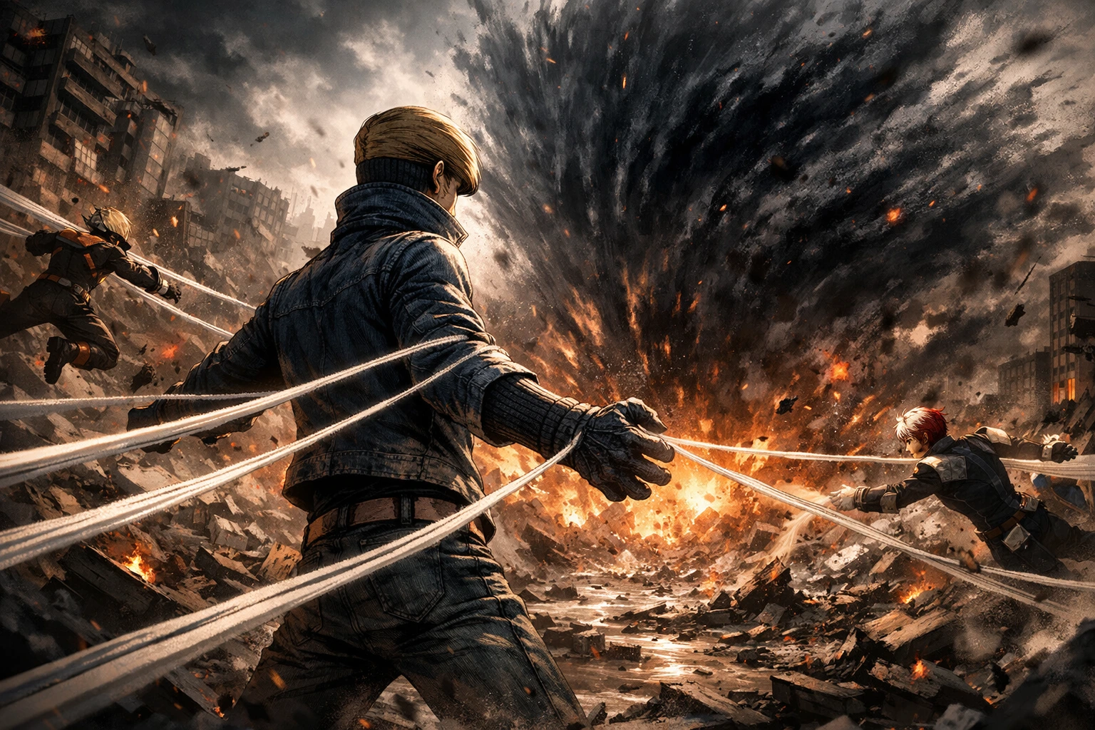 Best Jeanist heroically sacrificing himself at Kamino Ward.