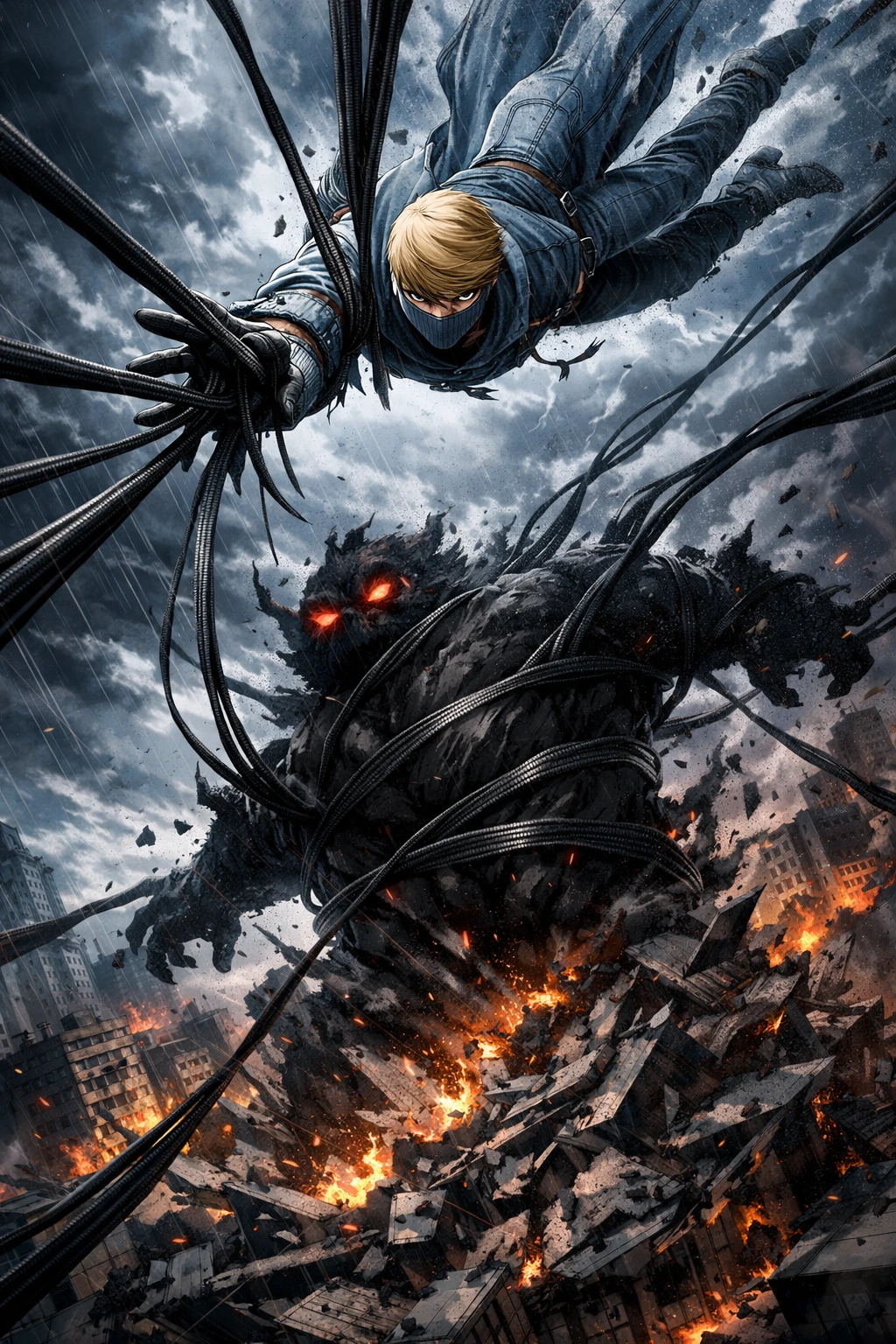 Best Jeanist executing the Sky Drop with carbon-fiber cables during the PLF War.