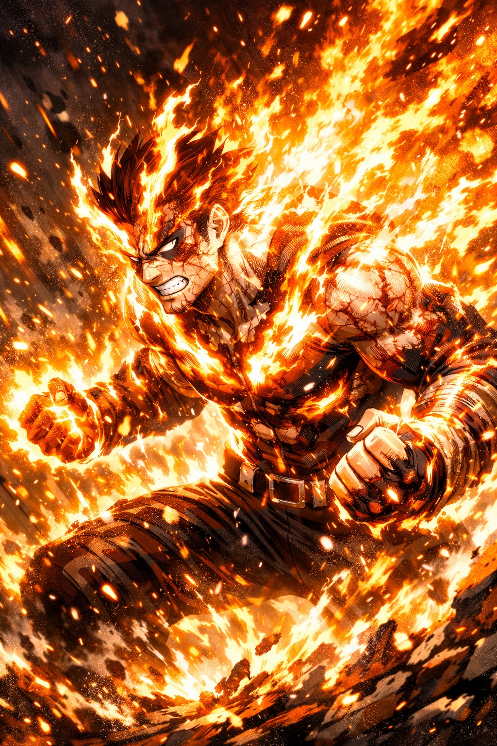 Pushing past his biological limits in the final battle, Endeavor My Hero Academia fights on.