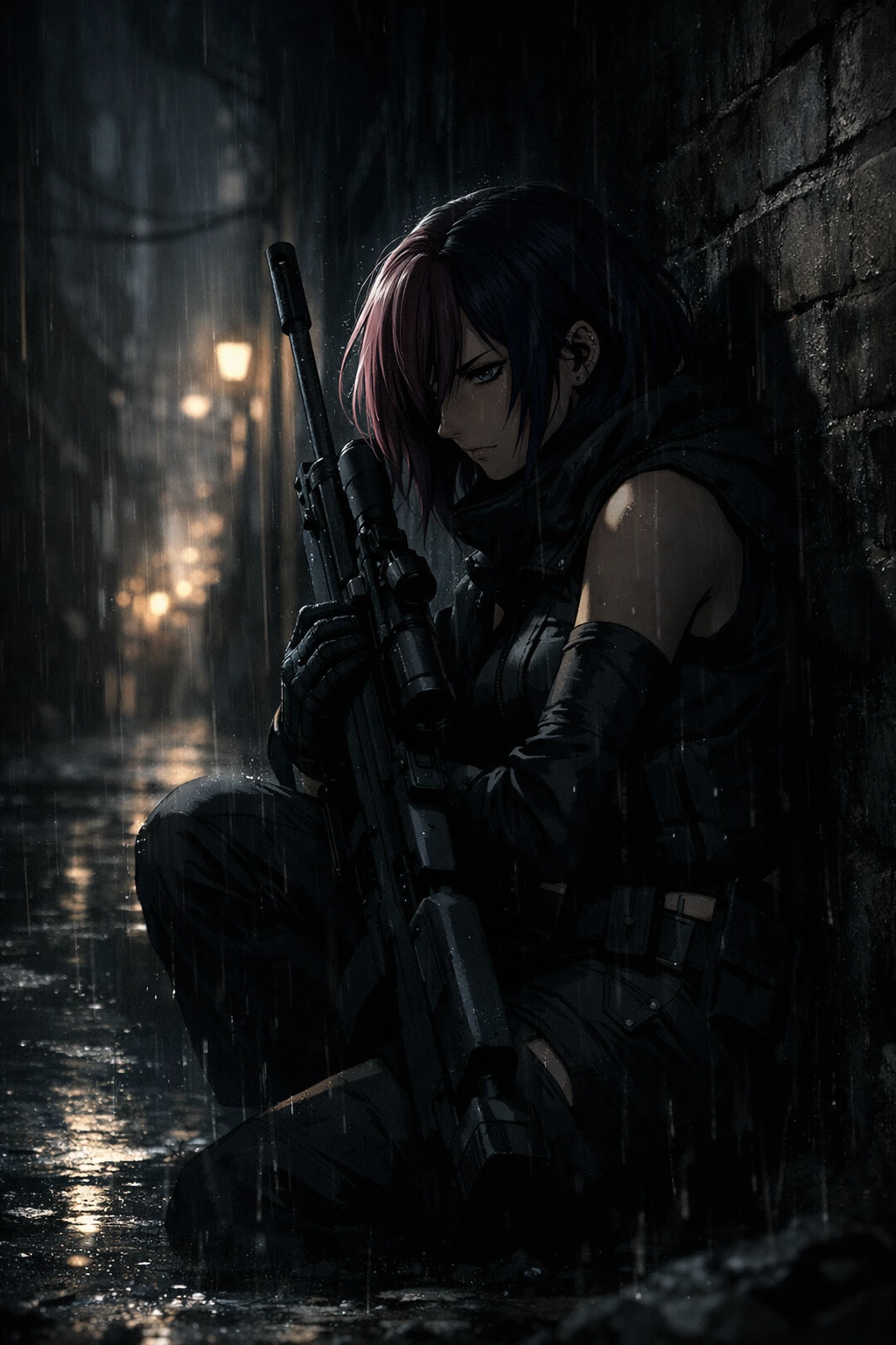 Lady Nagant operating as a lonely assassin in the dark shadows of Hero Society.