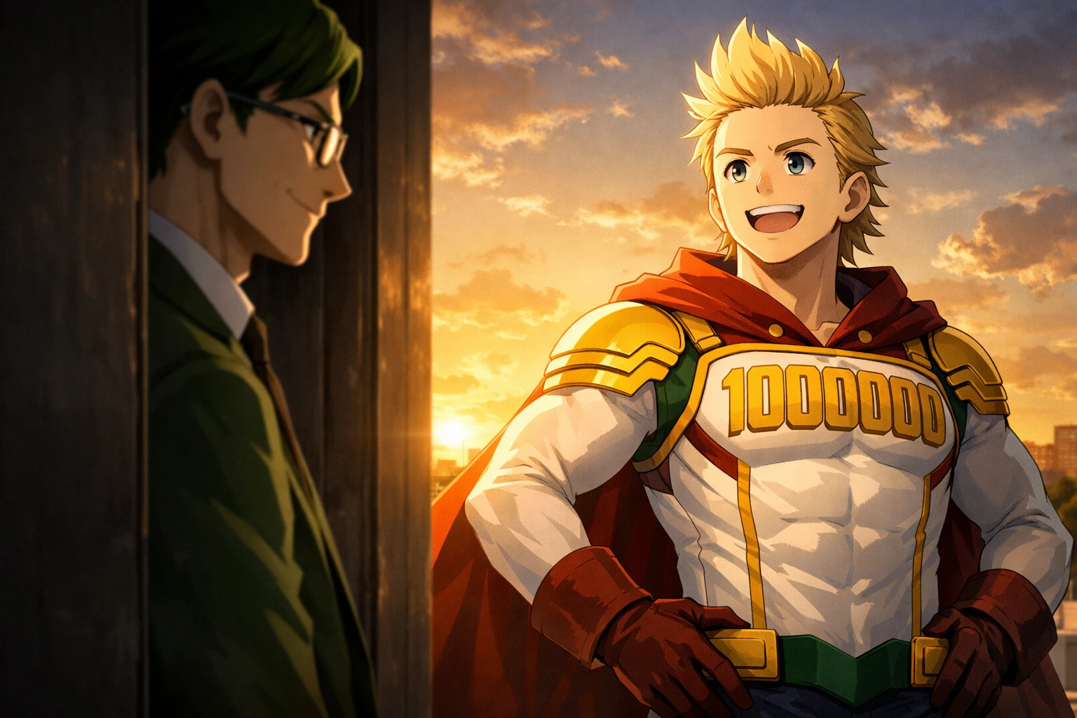 Sir Nighteye looking at his perfect successor with a smile.