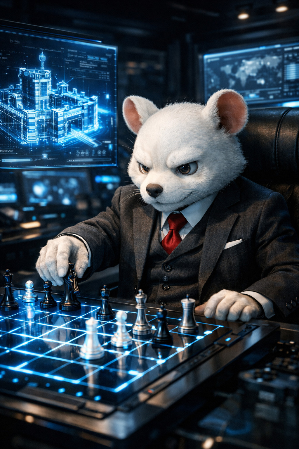 Principal Nezu planning defenses inside the U.A. High School command center.