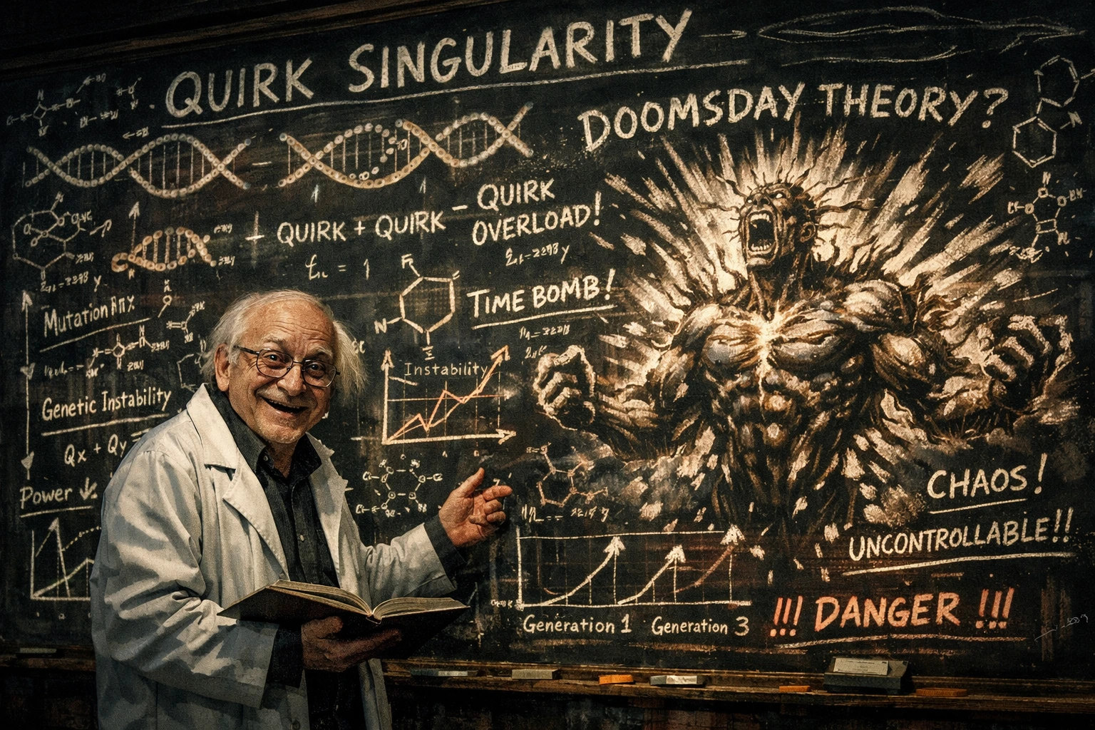 Kyudai Garaki explaining the Quirk Singularity Doomsday Theory.