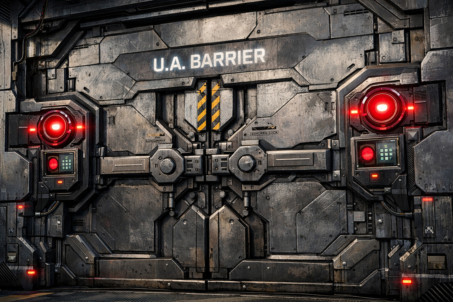 The impenetrable blast doors and security systems forming the U.A. High School barrier.