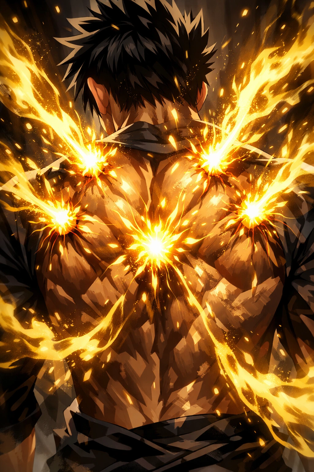 A character forcefully awakening their Aura Nodes using the Nen System.