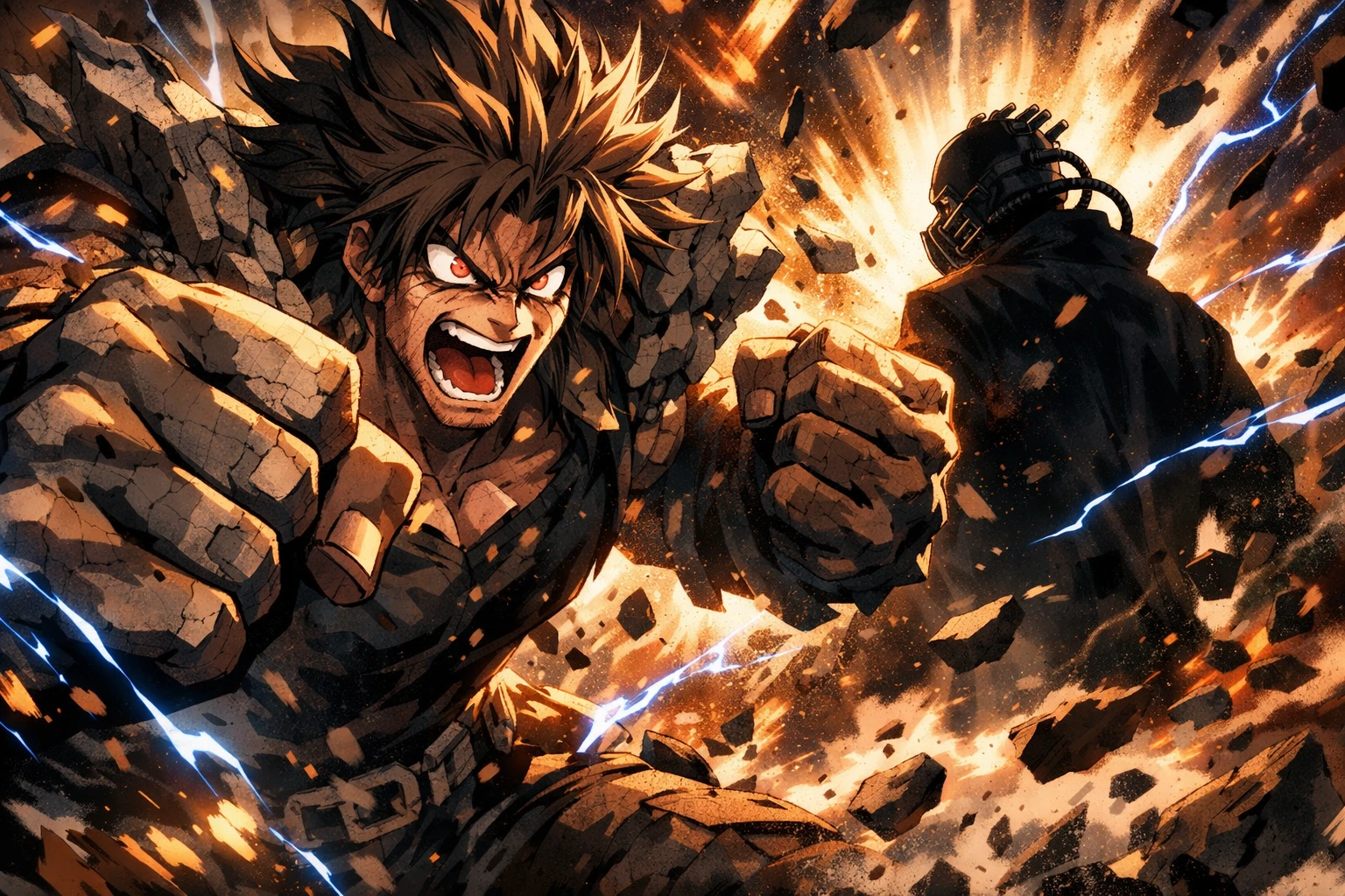 An enraged Gigantomachia My Hero Academia turning against his former master All For One.