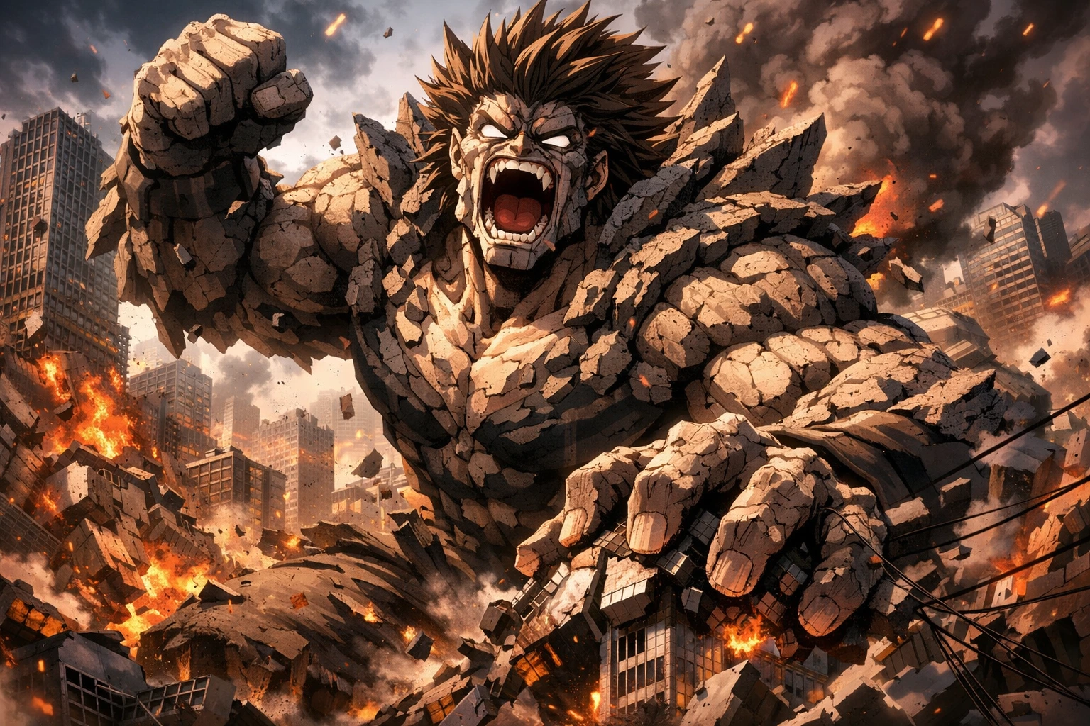 Gigantomachia My Hero Academia destroying a city in a massive display of power.