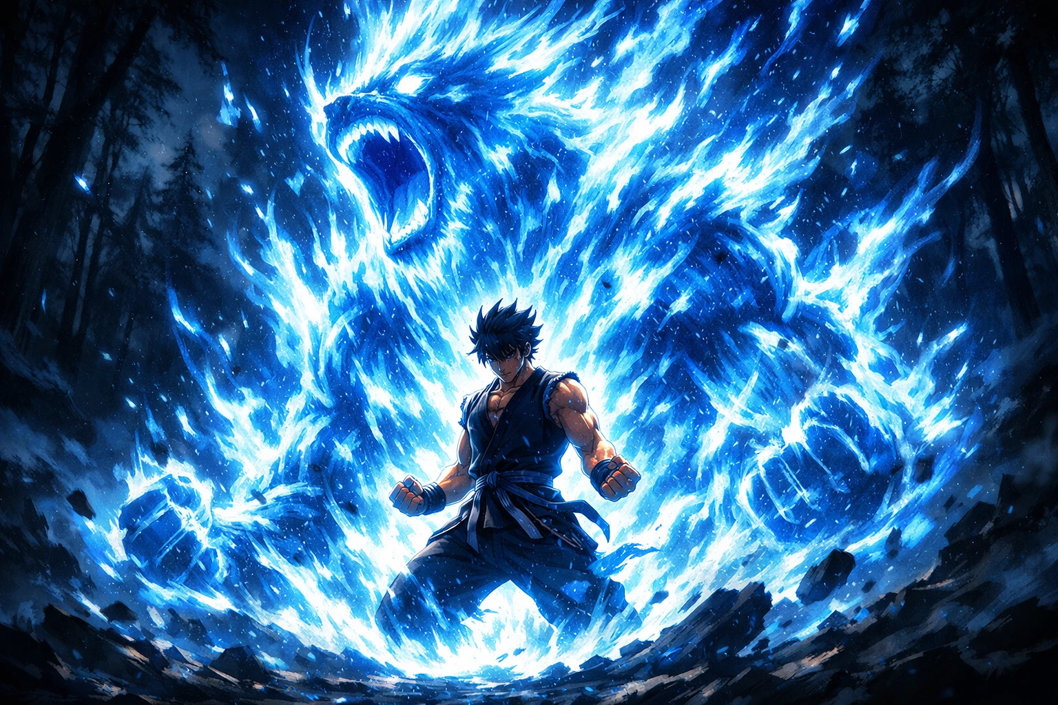 Epic visualization of the Nen System in Hunter x Hunter showing glowing aura.