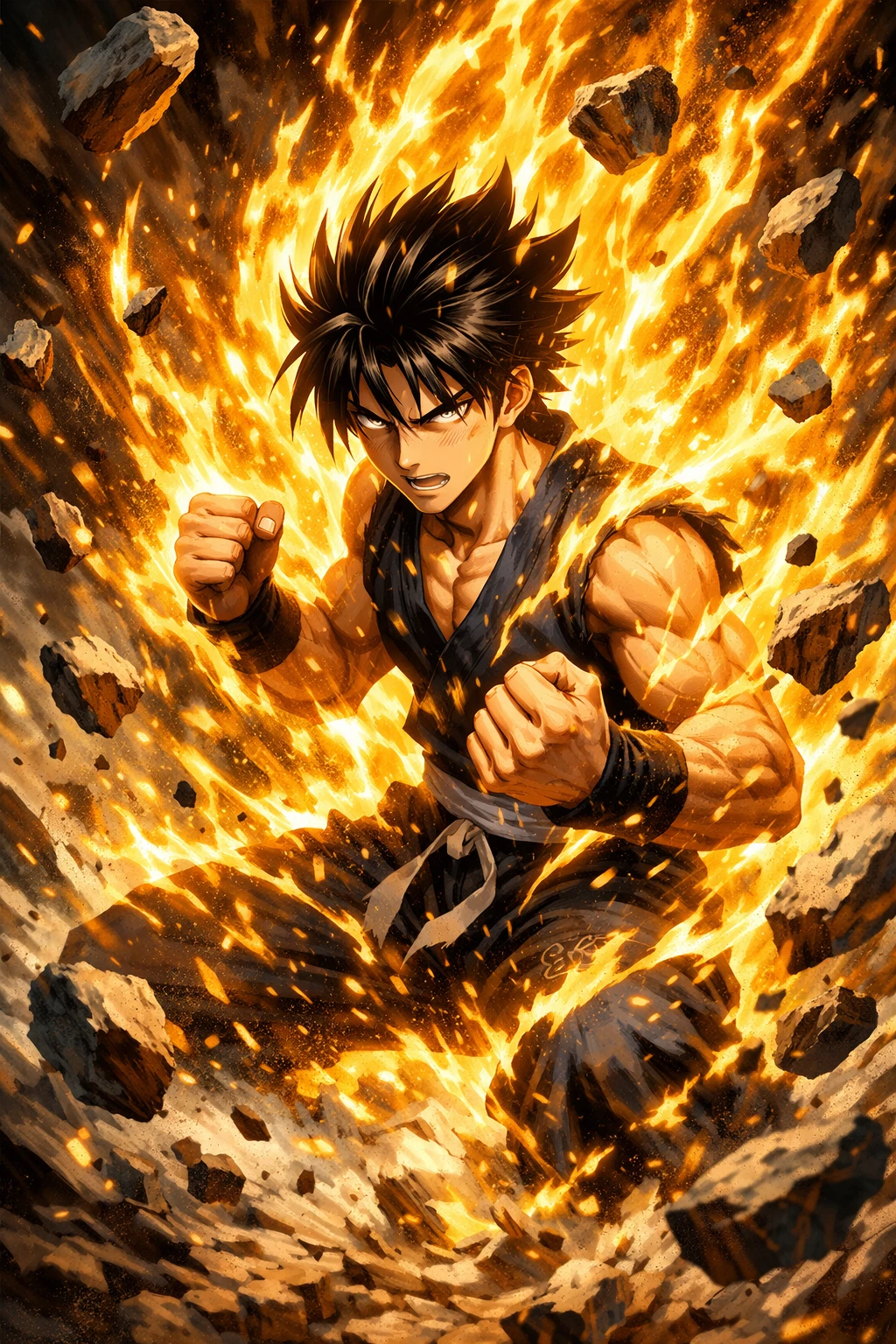 A fighter using Ren, one of the Four Major Principles of the Nen System.