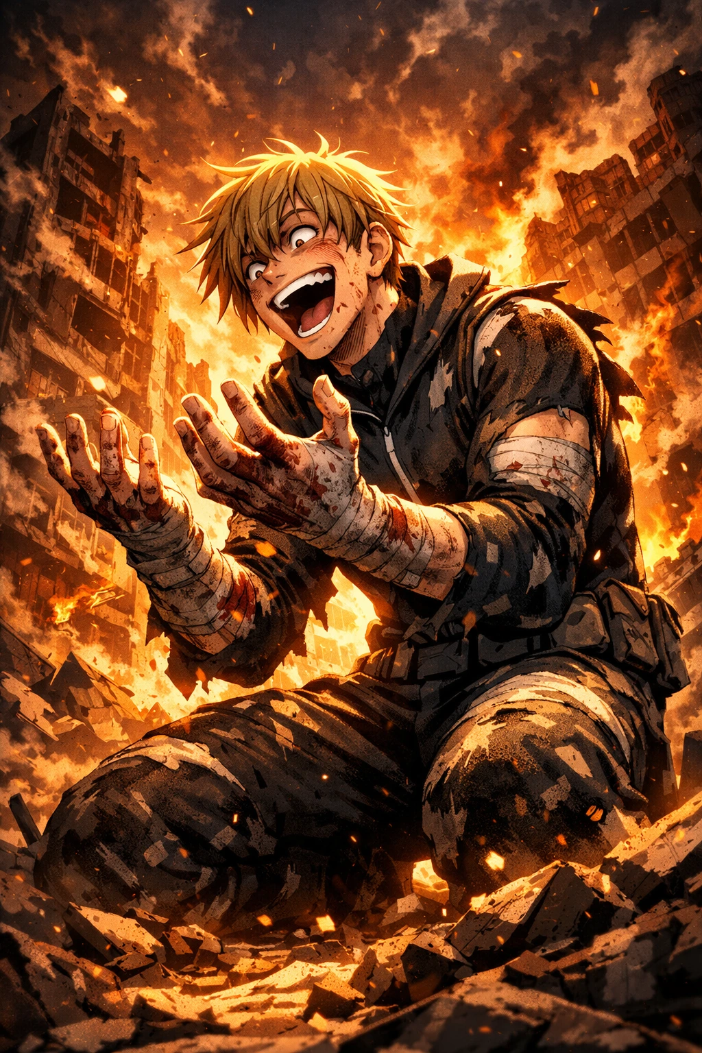 Jin Bubaigawara realizing his authenticity after physical trauma in Deika City.